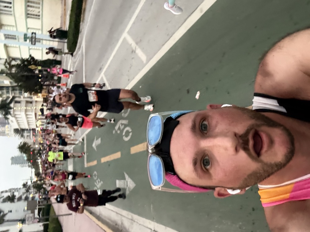 Josh mid-race at the Miami Half Marathon